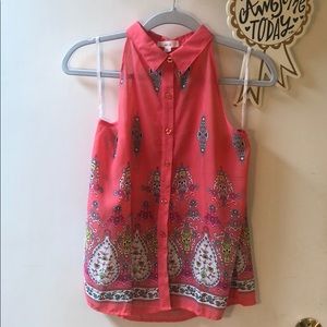 Sheer pink embellished sleeveless top